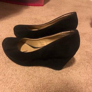 Black suede wedges